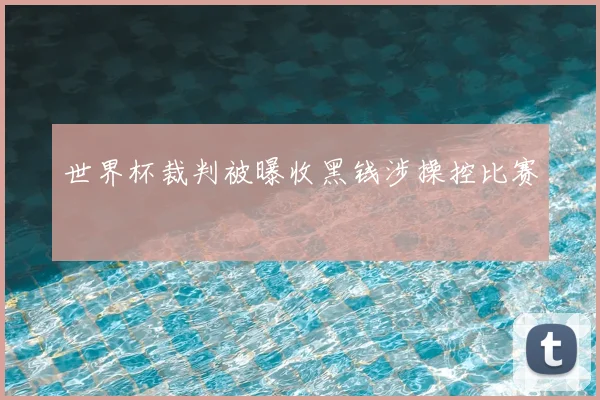世界杯裁判被曝收黑钱涉操控比赛